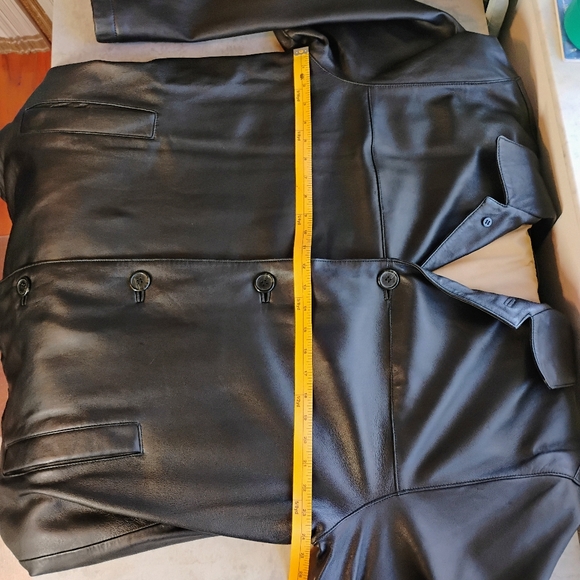SOLD Dockers Black Lamb Leather Button Up Coat Jacket Mens Size Large - Picture 12 of 16